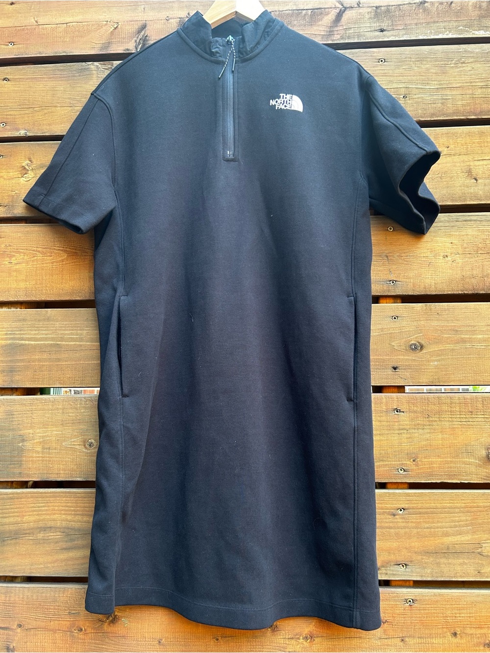 The North Face Black Short Sleeve Tech Zip-Front Mini Dress Cotton - Picture 3 of 10
